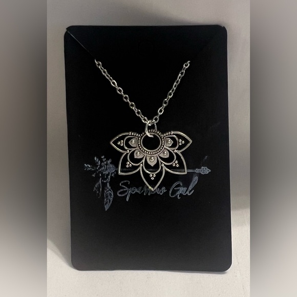 3 for $10 Silver Tone Mandala Lotus Pendant and Chain New - Picture 4 of 4